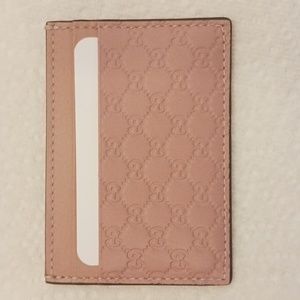 NEW Gucci Micro  Guccissima Leather Card Case Holder Pink